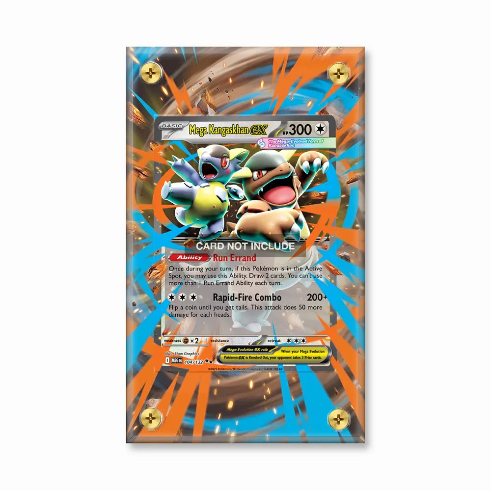 Mega Kangaskhan ex 104-132 Mega Evolution Pokemon Cards Custom Art Display Cases - Screws Case - Front View