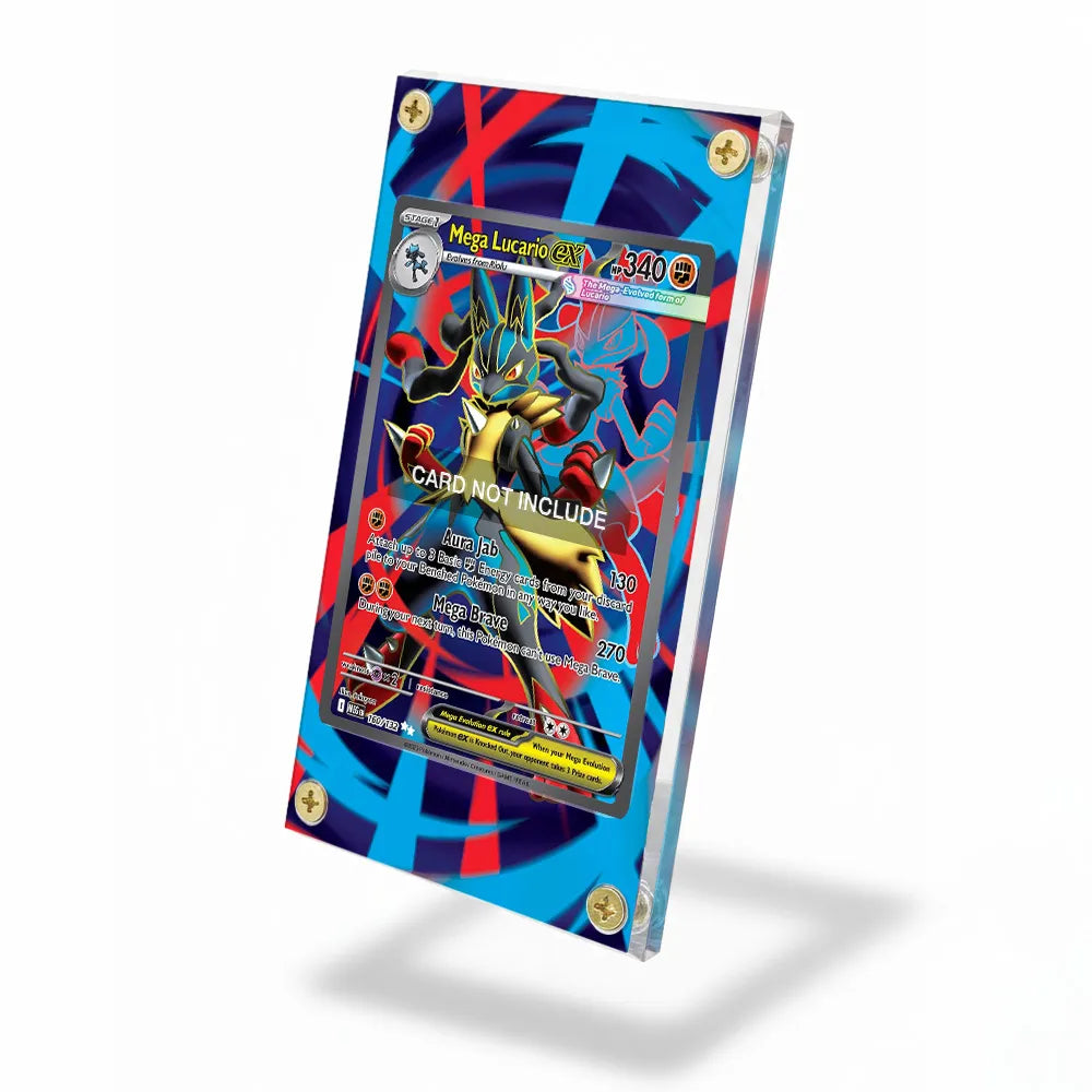 Mega Lucario EX 160-132 Mega Evolution Set Extended Art Display Cases - Screws Case - Side View