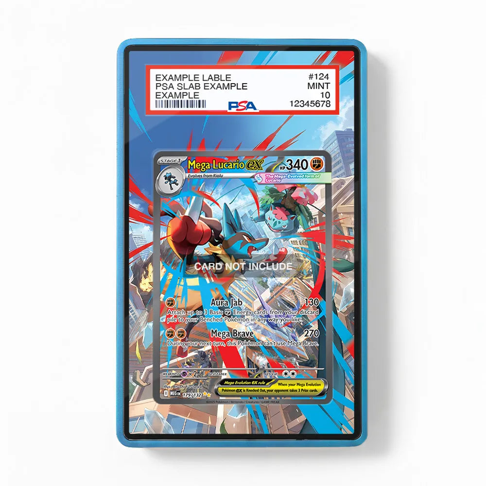 Mega Lucario ex 179-132 SIR SAR Mega Pokemon Base Set Extended Art Display Cases - PSA Graded Guard Case - Front View