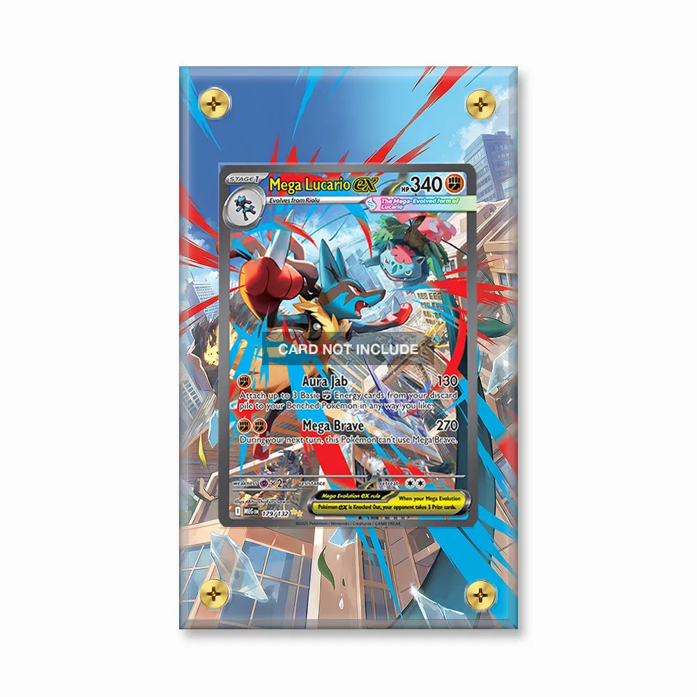 Mega Lucario ex 179-132 SIR SAR Mega Pokemon Base Set Extended Art Display Cases - Screws Case - Front View