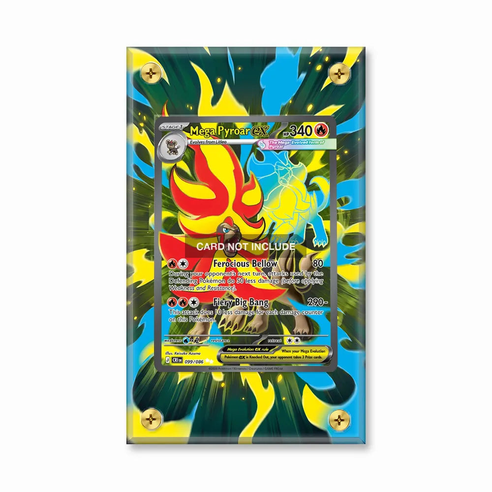 Mega Pyroar ex 099-086 Chaos Rising Pokemon Cards Extended Art Display Cases - Screws Case - Front View