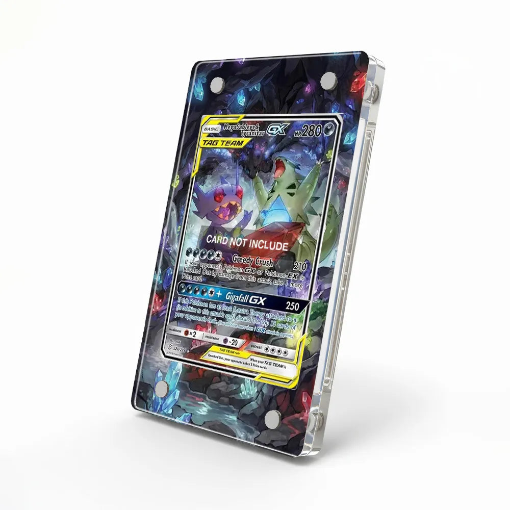 Mega Sableye & Tyranitar GX 216-236 Cosmic Eclipse Pokemon Cards Custom Art Display Cases - Magnetic Case - Side View
