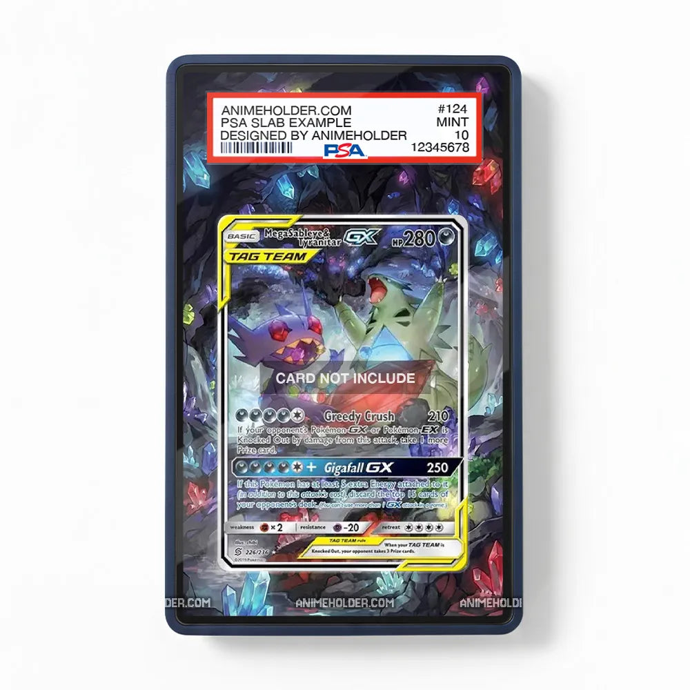 Mega Sableye & Tyranitar GX 216-236 Cosmic Eclipse Pokemon Cards Custom Art Display Cases - PSA Slab Case - Front View