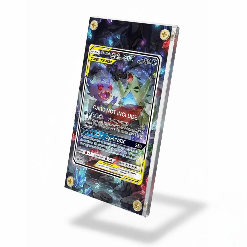 Mega Sableye & Tyranitar GX 216-236 Cosmic Eclipse Pokemon Cards Custom Art Display Cases - Screws Case - Side View
