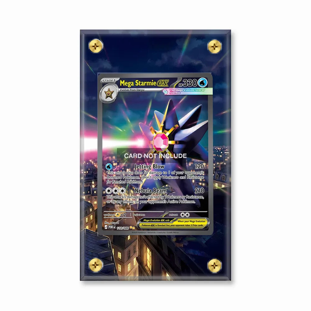 Mega Starmie ex 118-088 POR Pokemon Cards Custom Art Display Cases - Screws Case - Front View