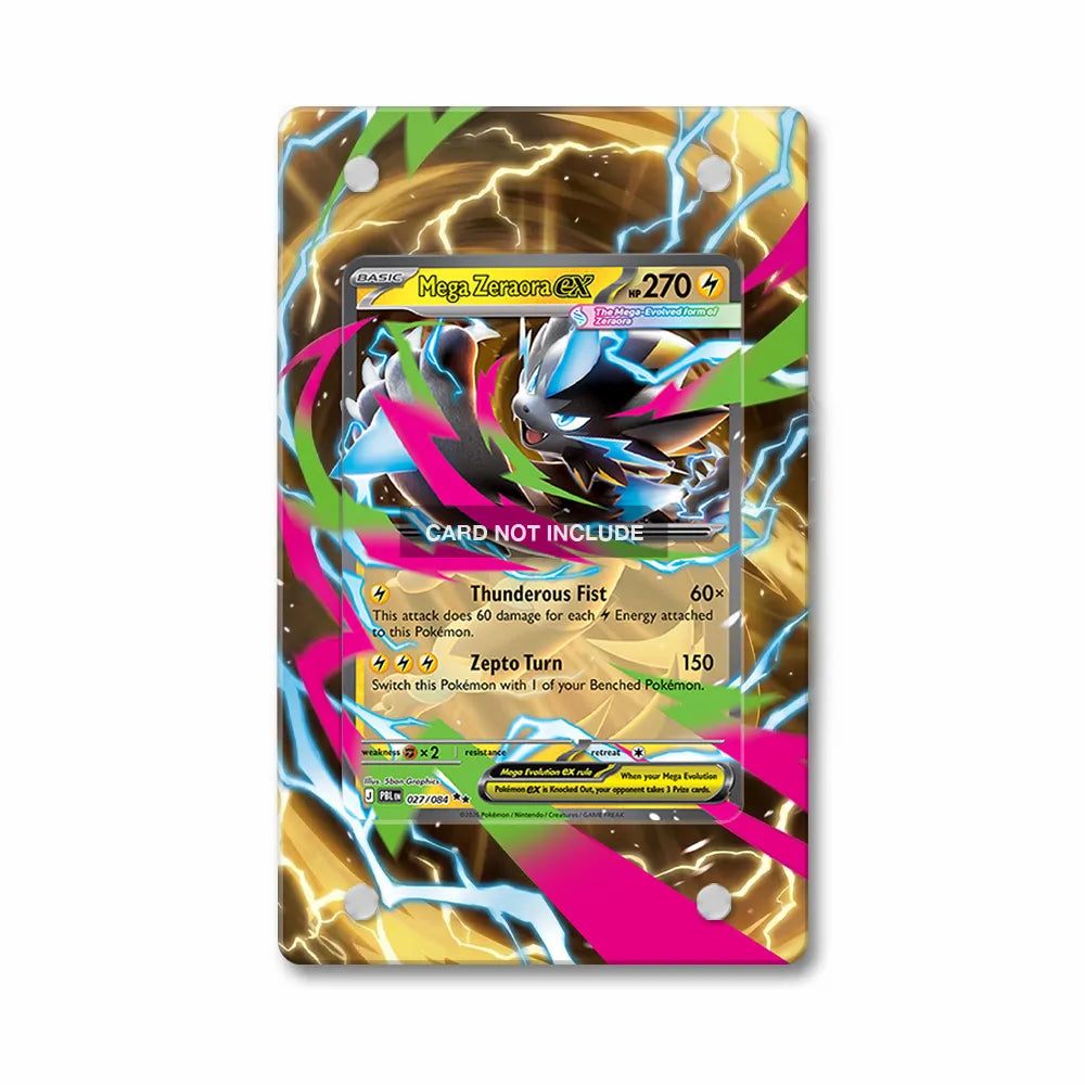 Mega Zeraora ex 027-084 Ultra Rare PBL Custom Card Extended Art Display Cases - PSA Slab Case - Front View