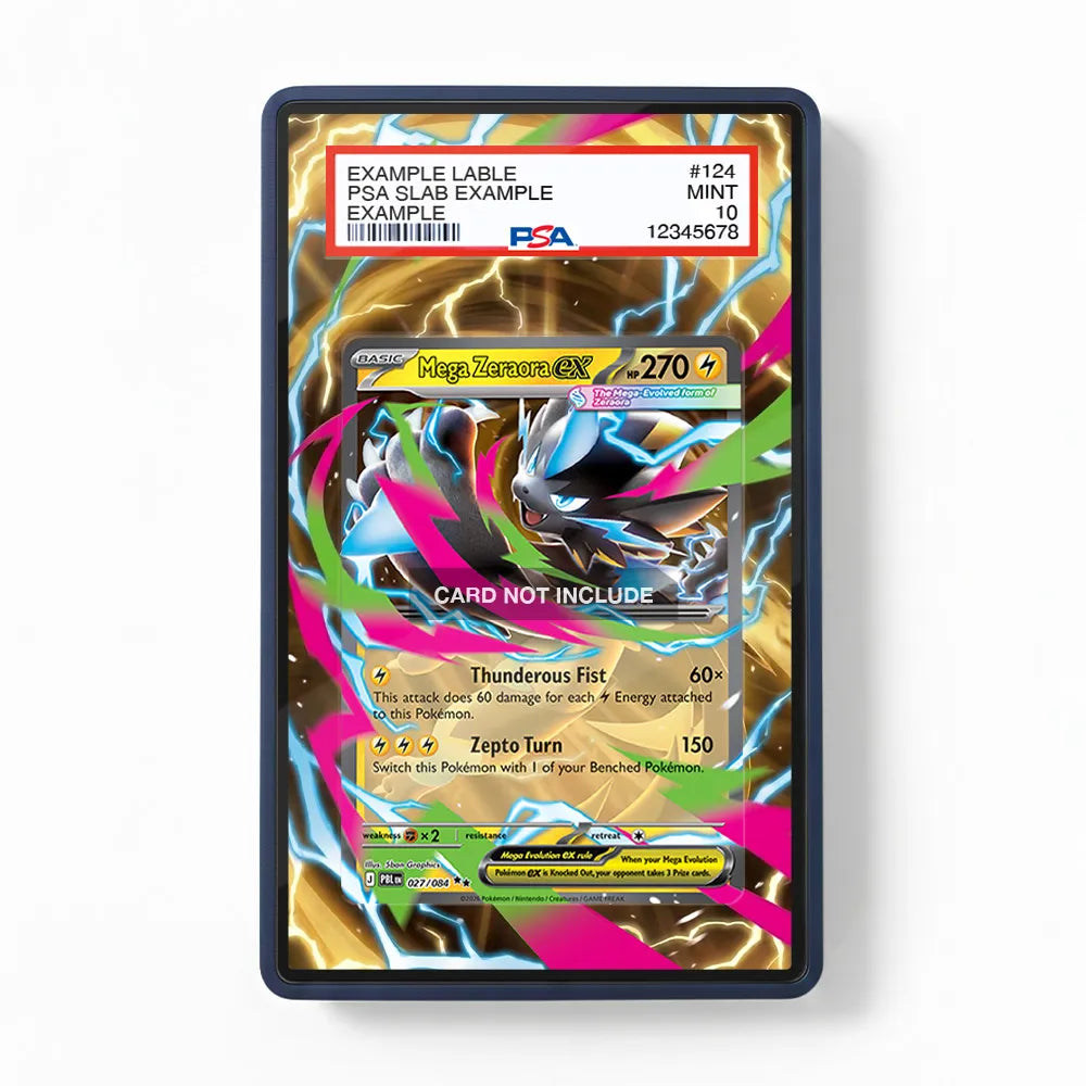 Mega Zeraora ex 027-084 Ultra Rare PBL Custom Card Extended Art Display Cases - PSA Slab Case - Front View