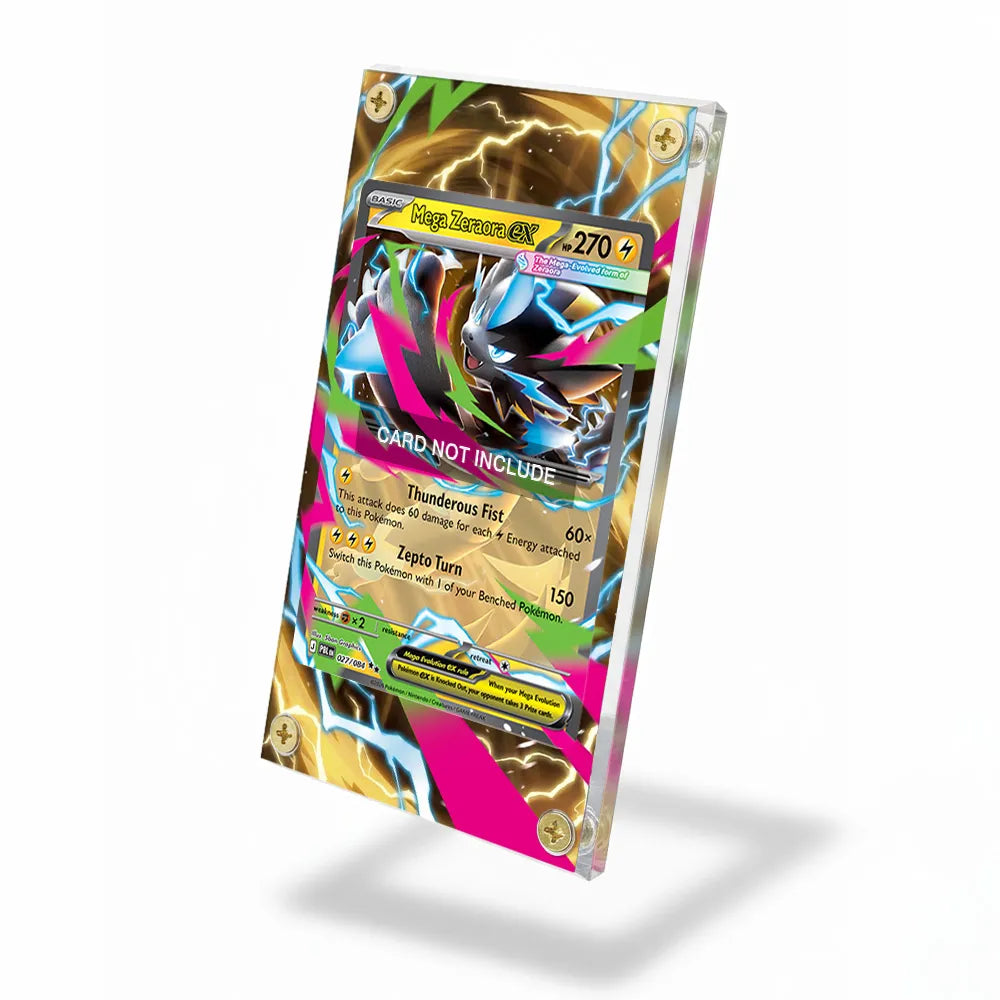 Mega Zeraora ex 027-084 Ultra Rare PBL Custom Card Extended Art Display Cases - Screws Case - Side View
