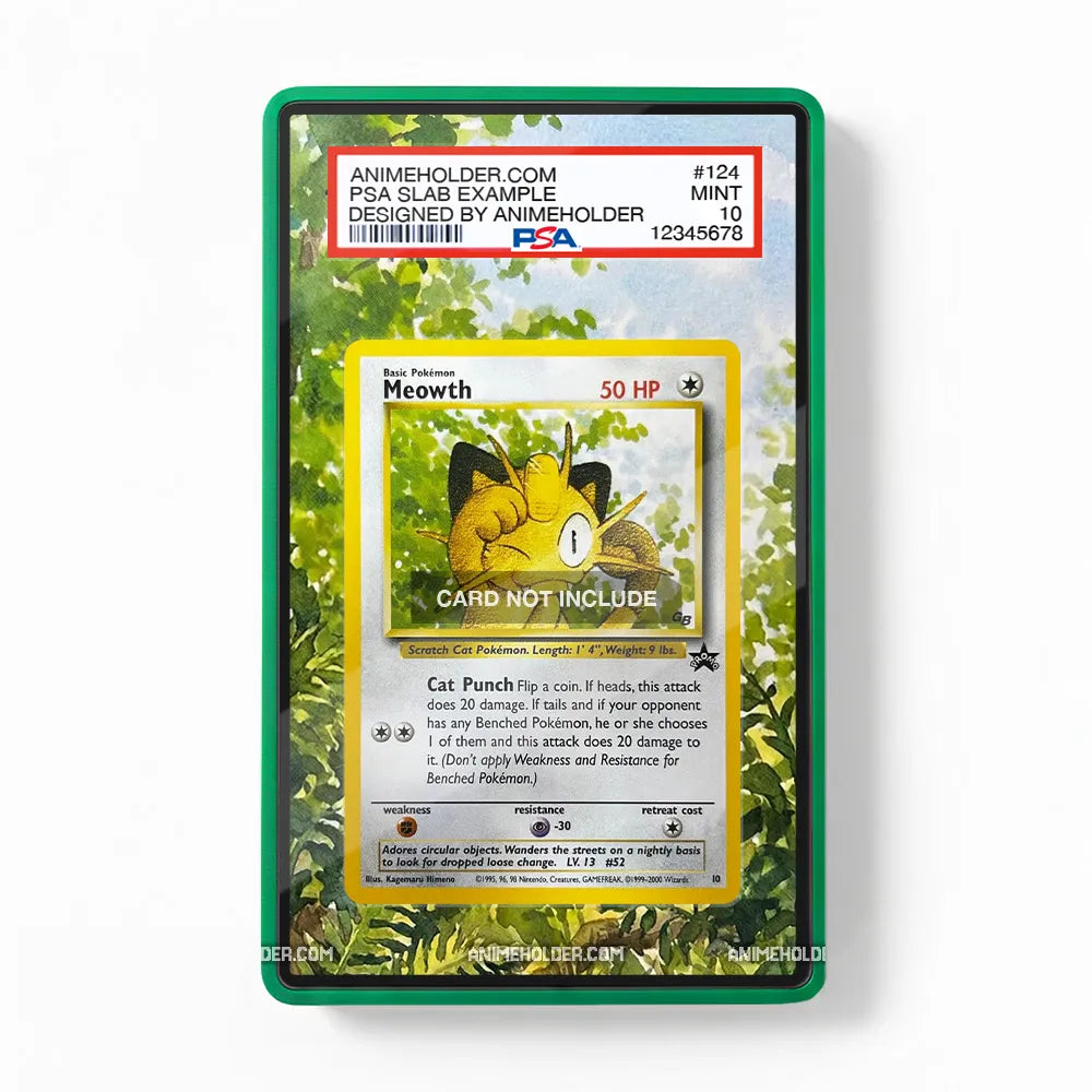 Meowth-Holo 10 Game Boy-Black Star Pokemon Cards Custom Art Display Cases - PSA Slab Case - Front View