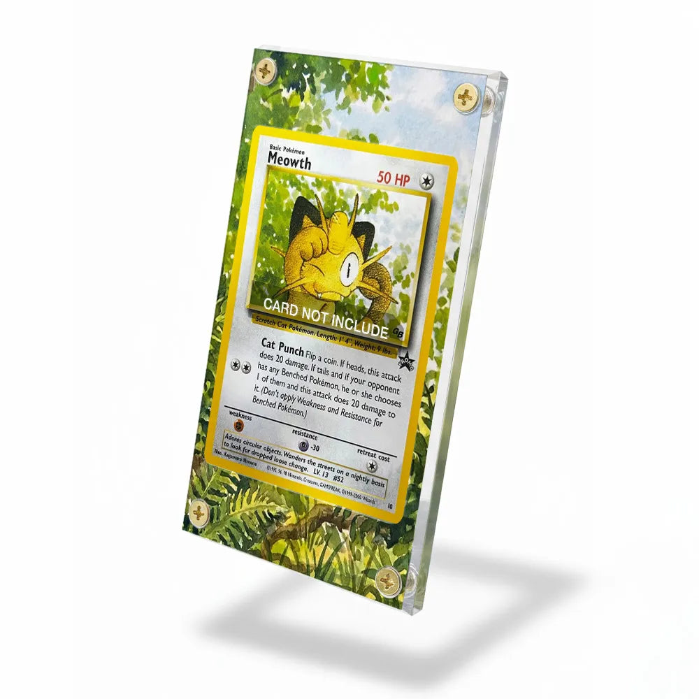 Meowth-Holo 10 Game Boy-Black Star Pokemon Cards Custom Art Display Cases - Screws Case - Side View