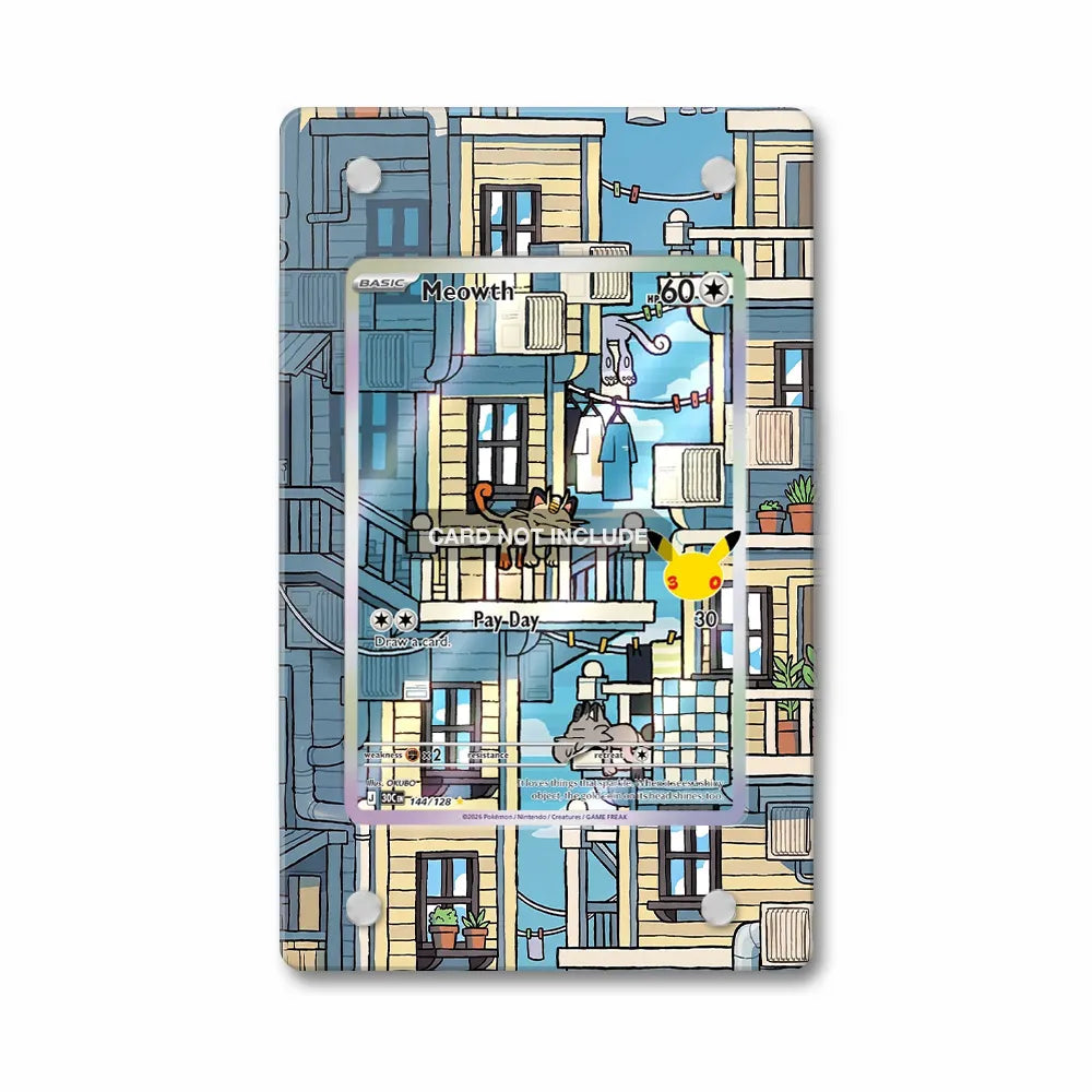 Meowth 144-128 Illustration Rare 30th Anniversary Pokemon Cards Custom Art Display Cases - Magnetic Case - Front View
