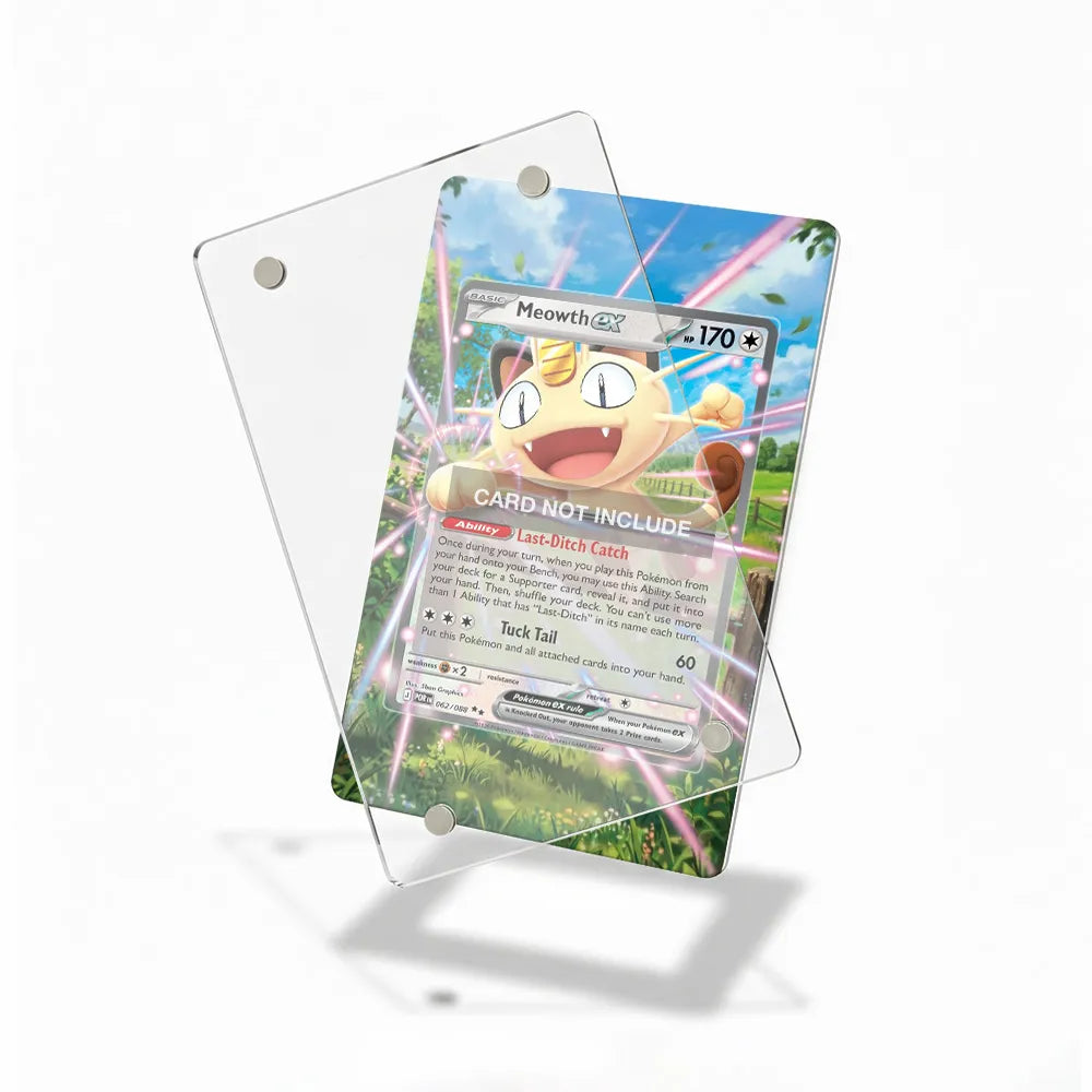 Meowth ex 062-088 Double Rare POR Pokemon Cards Custom Art Display Cases - Magnetic Case - Detail View