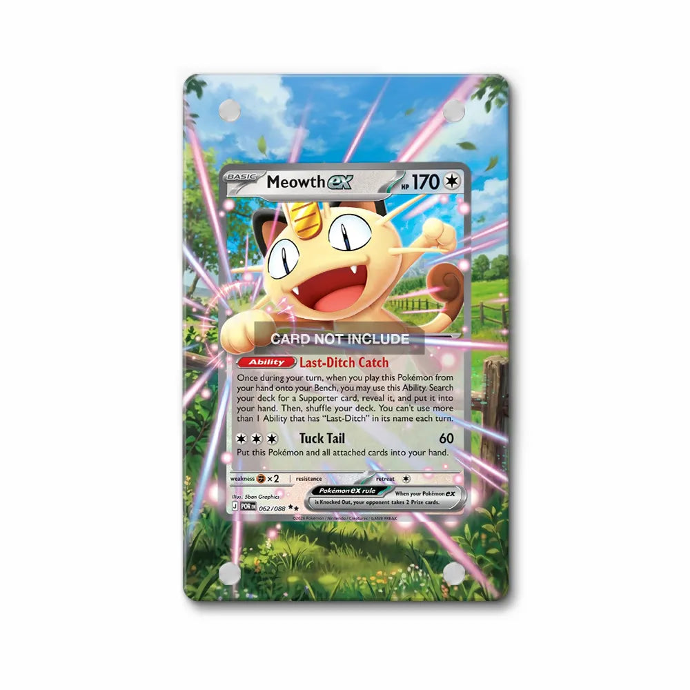 Meowth ex 062-088 Double Rare POR Pokemon Cards Custom Art Display Cases - Magnetic Case - Front View