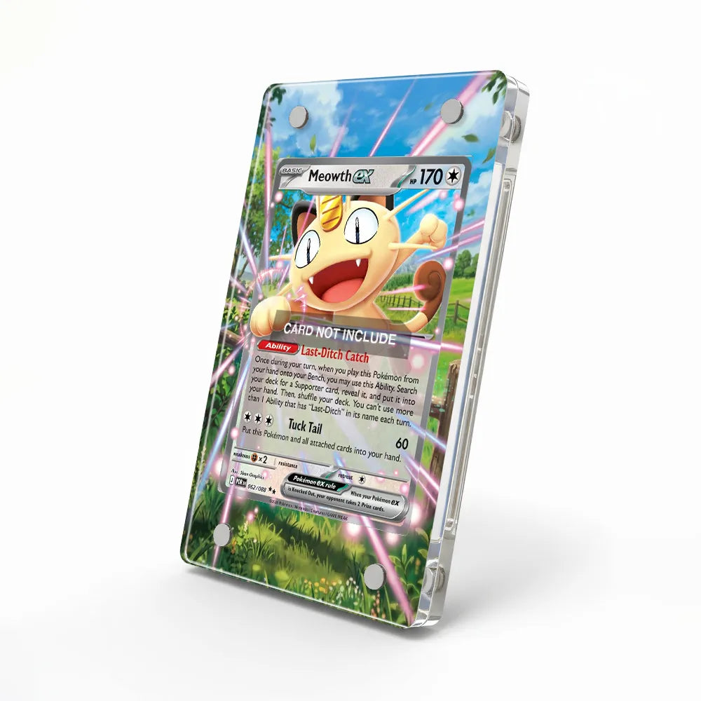 Meowth ex 062-088 Double Rare POR Pokemon Cards Custom Art Display Cases - Magnetic Case - Side View