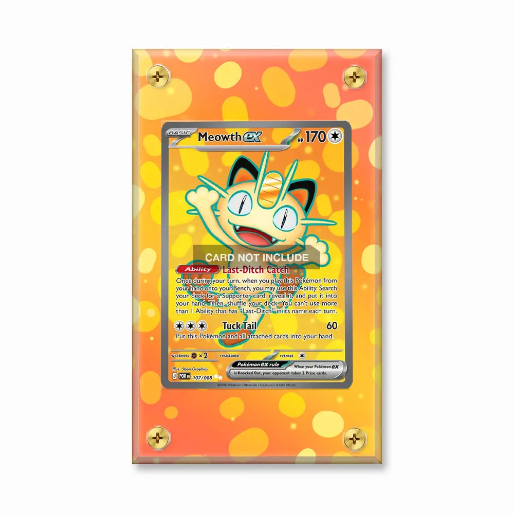 Meowth ex 107-088 Perfect Order Pokemon Cards Extended Art Display Cases - Screws Case - Front View