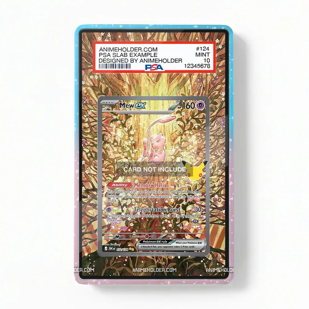 Mew ex 55-128 30th Anniversary Celebrations Pokemon Cards Custom Art Display Cases - PSA Slab Case - Front View