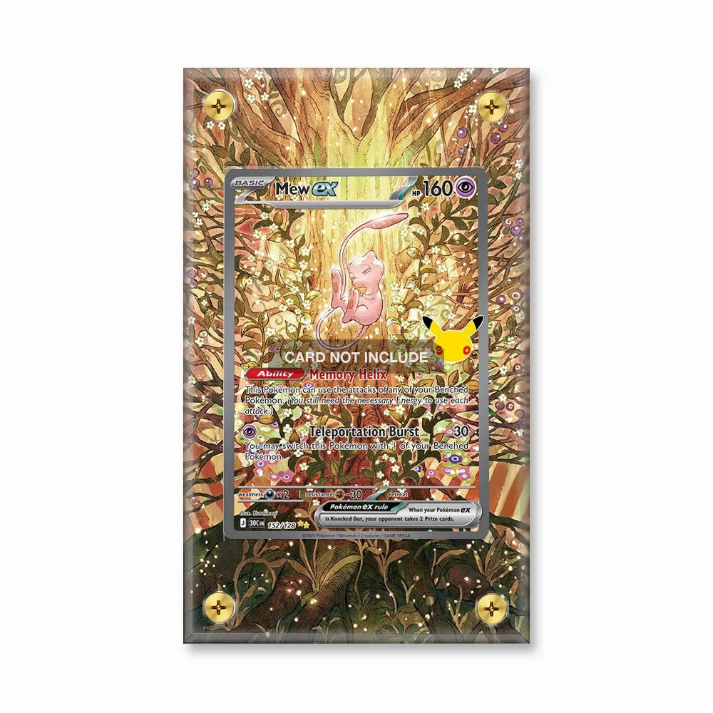 Mew ex 55-128 30th Anniversary Celebrations Pokemon Cards Custom Art Display Cases - Screws Case - Front View