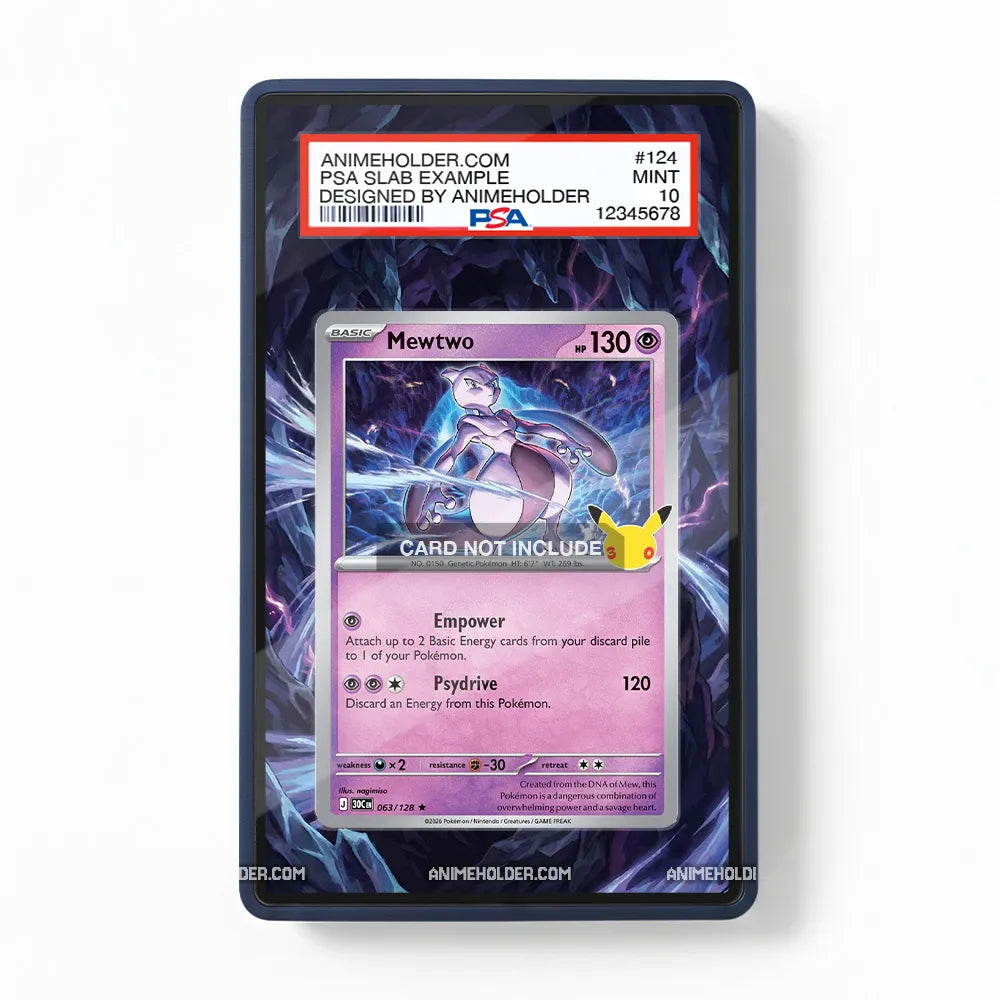 Mewtwo 063-124 30th Anniversary Pokemon Cards Extended Art Display Cases - PSA Slab Case - Front View