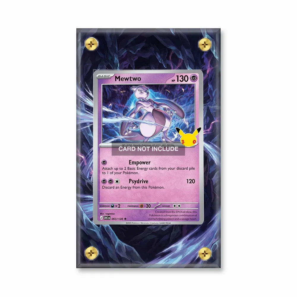 Mewtwo 063-124 30th Anniversary Pokemon Cards Extended Art Display Cases - Screws Case - Front View