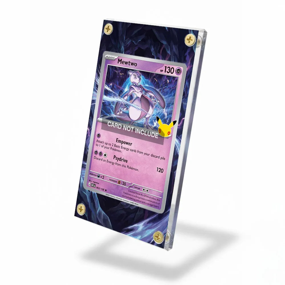 Mewtwo 063-124 30th Anniversary Pokemon Cards Extended Art Display Cases - Screws Case - Side View