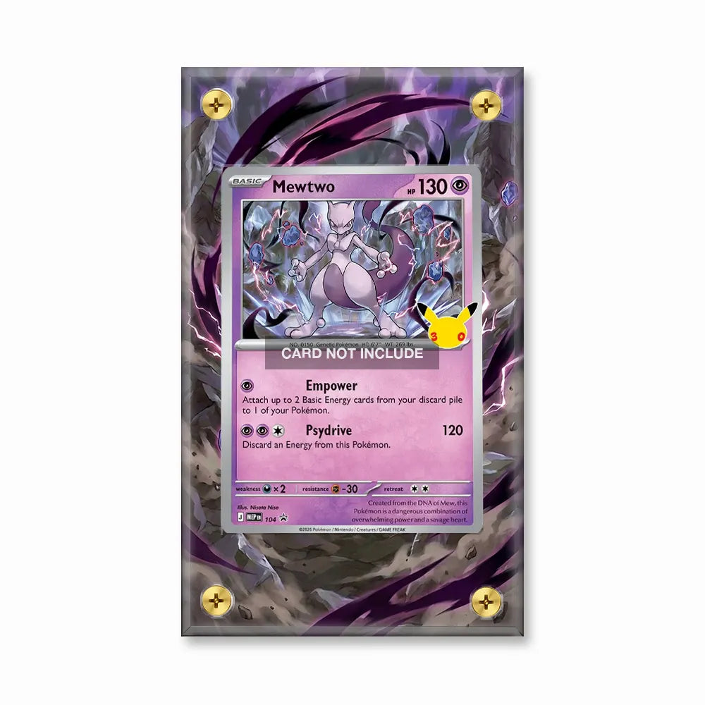 Mewtwo 104 Promo MEP 30th Anniversary Extended Art Display Cases - Screws Case - Front View