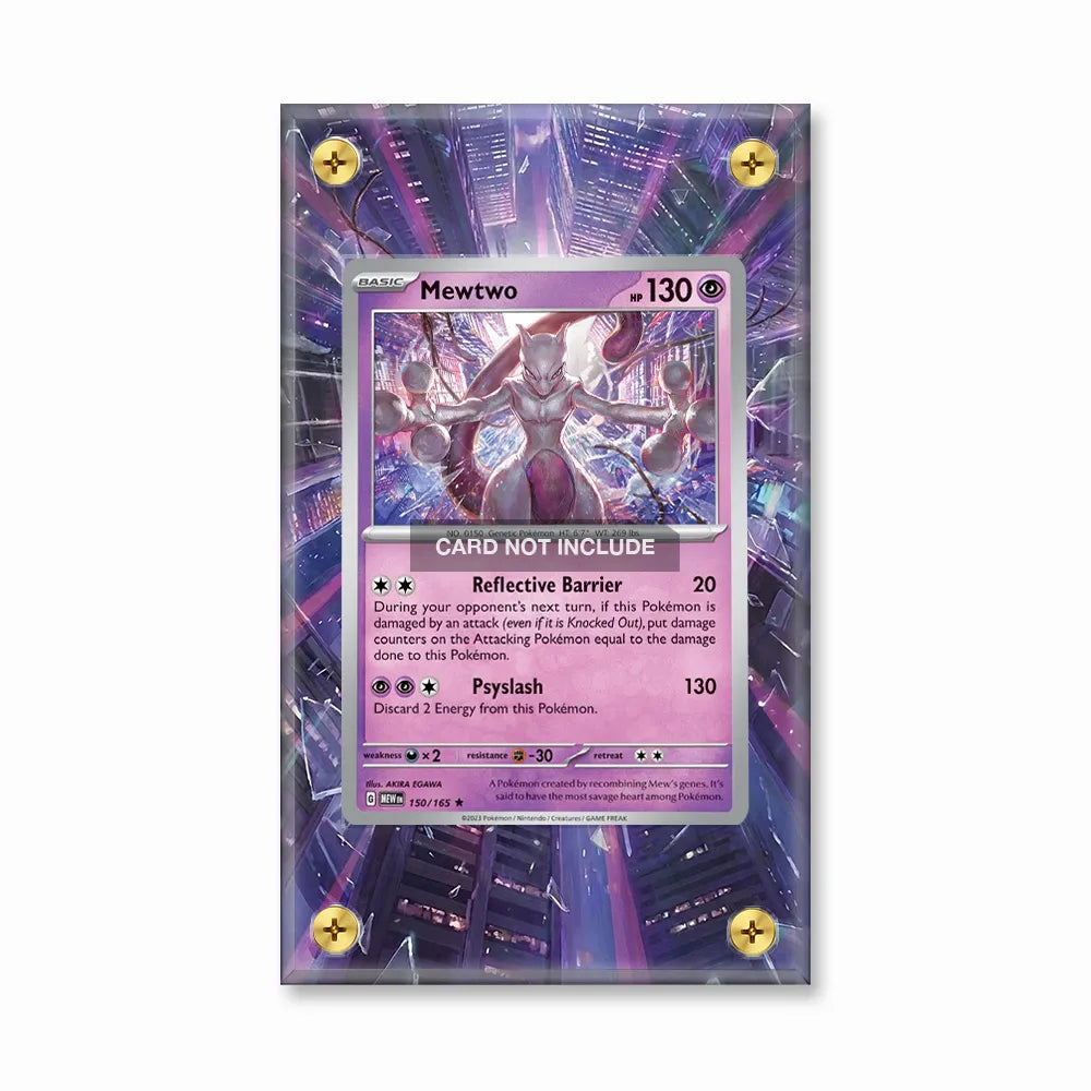 Mewtwo 150-165 R Pokemon 151 Pokemon Cards Extended Art Display Cases - Screws Case - Front View