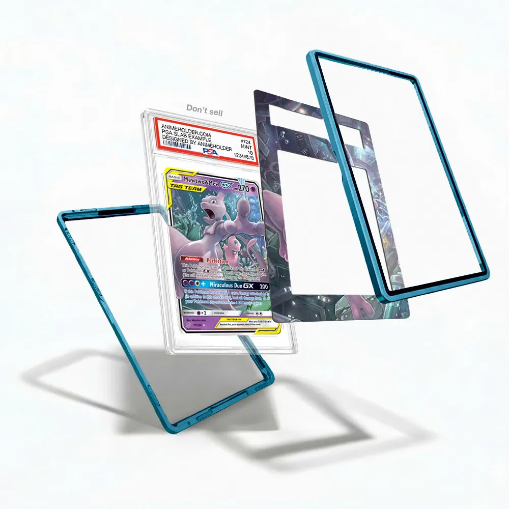 Mewtwo & Mew GX 71-236 19 Worlds Pokemon Cards Custom Art Display Cases - PSA Slab Case - Detail View