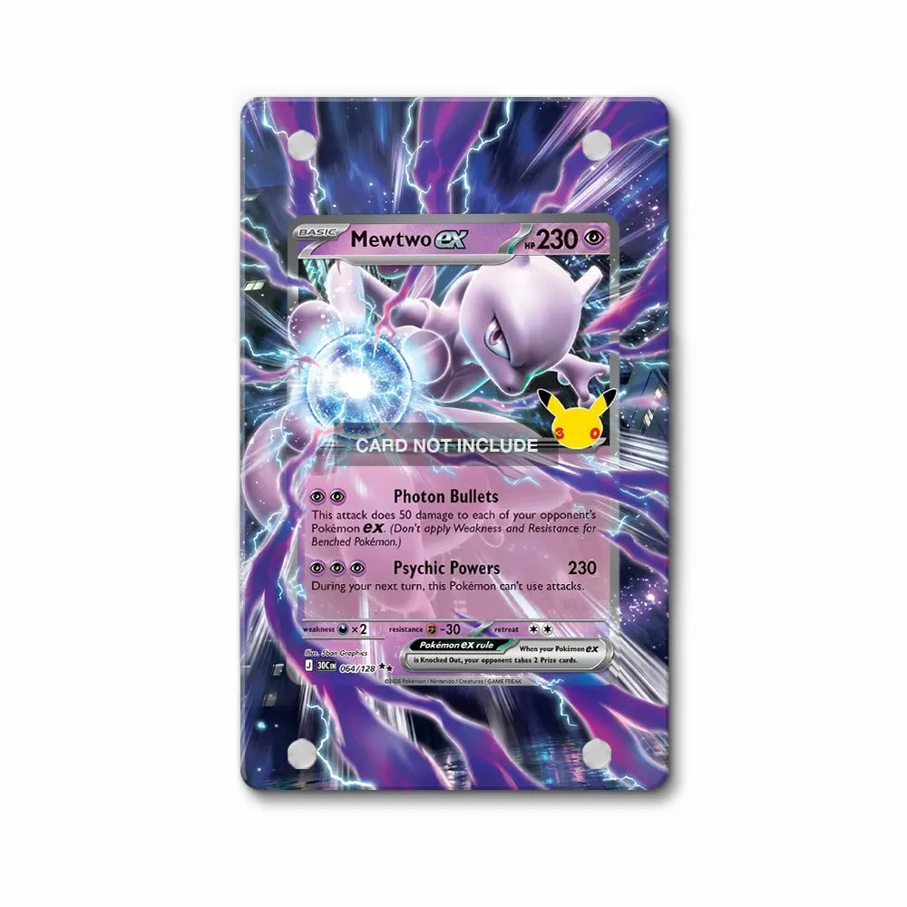 Mewtwo ex 064-128 30th Anniversary Pokemon Cards Custom Art Display Cases - Magnetic Case - Front View