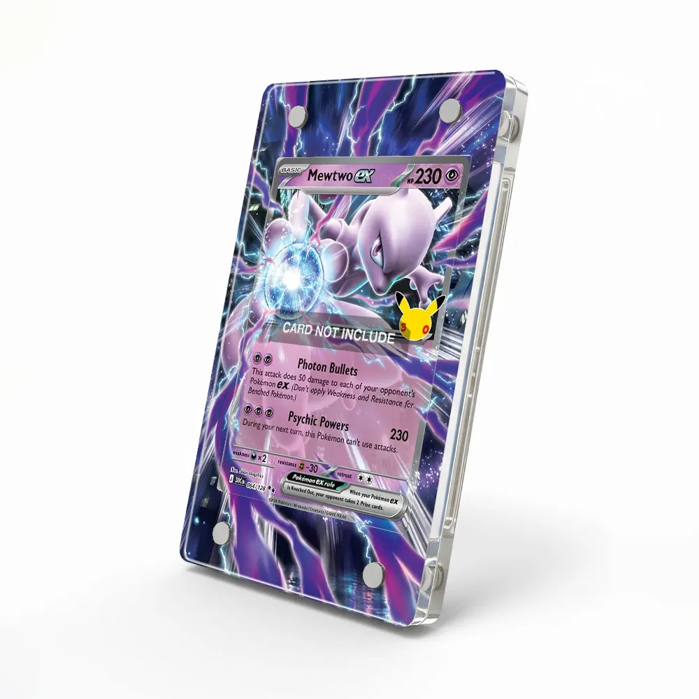 Mewtwo ex 064-128 30th Anniversary Pokemon Cards Custom Art Display Cases - Magnetic Case - Side View