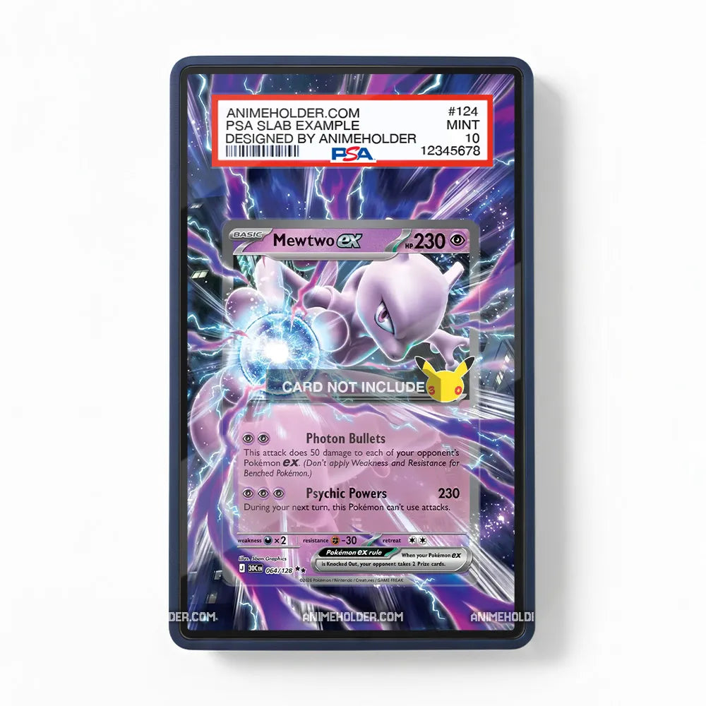 Mewtwo ex 064-128 30th Anniversary Pokemon Cards Custom Art Display Cases - PSA Slab Case - Front View