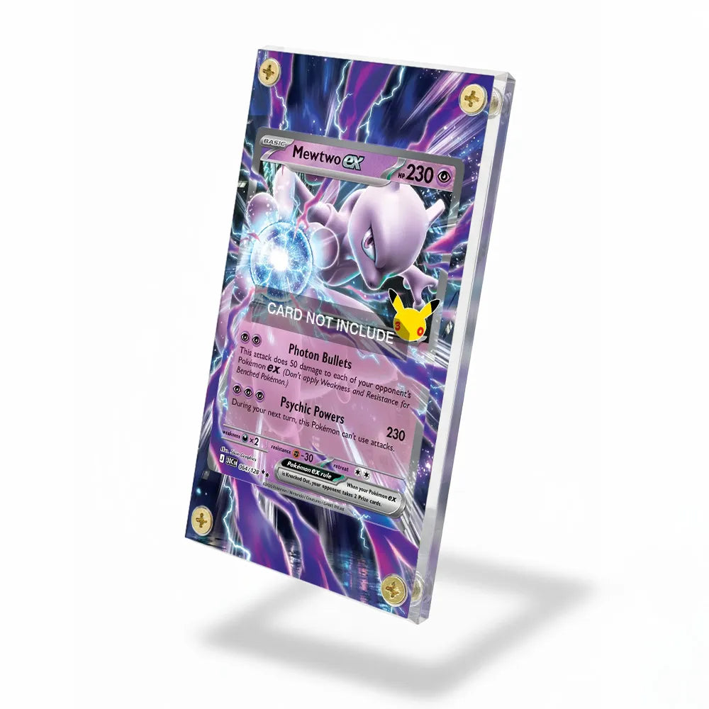 Mewtwo ex 064-128 30th Anniversary Pokemon Cards Custom Art Display Cases - Screws Case - Side View