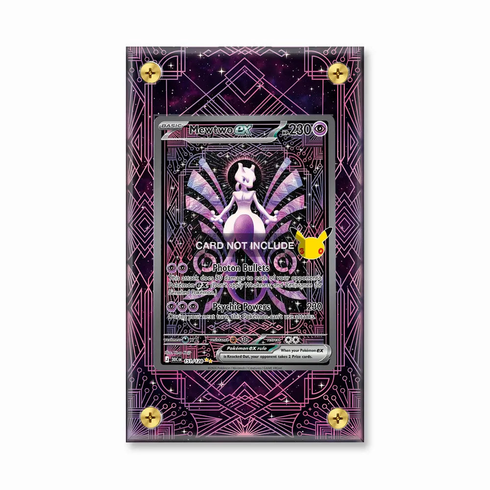 Mewtwo ex 151-122 30th Anniversary Pokemon Cards Custom Art Display Cases - Screws Case - Front View
