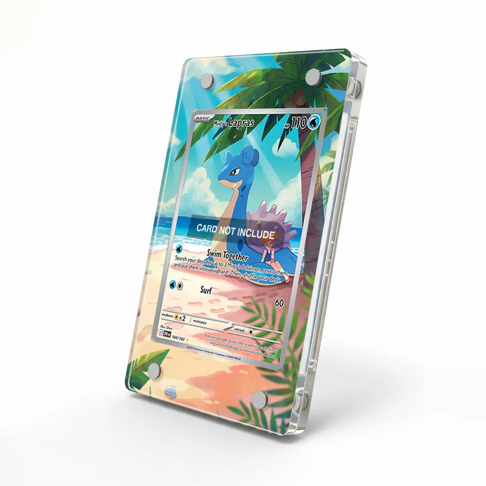 Misty's Lapras 194-182 IR AR Destined Rivals Pokemon Cards Extended Art Display Cases - Magnetic Case - Side View