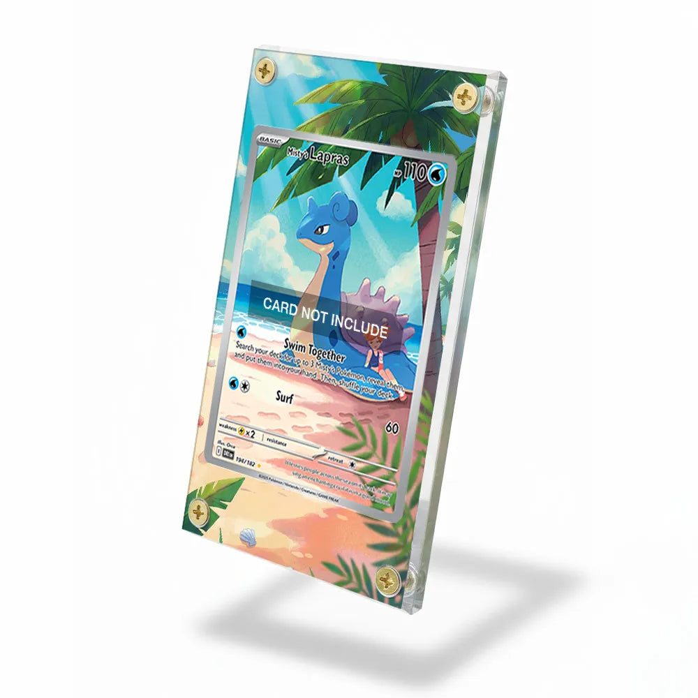 Misty's Lapras 194-182 IR AR Destined Rivals Pokemon Cards Extended Art Display Cases - Screws Case - Side View
