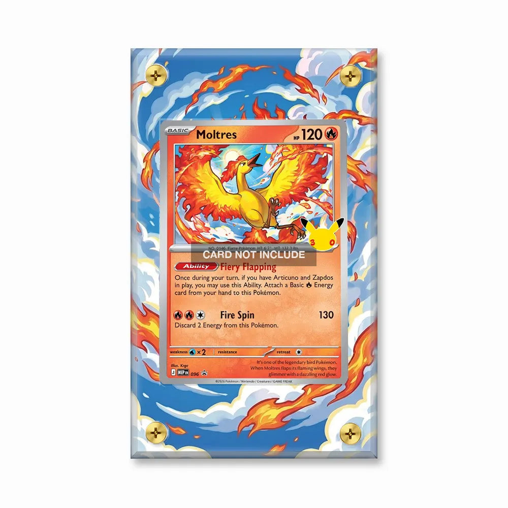 Moltres 096 Promo MEP 30th Anniversary Extended Art Display Cases - Screws Case - Front View