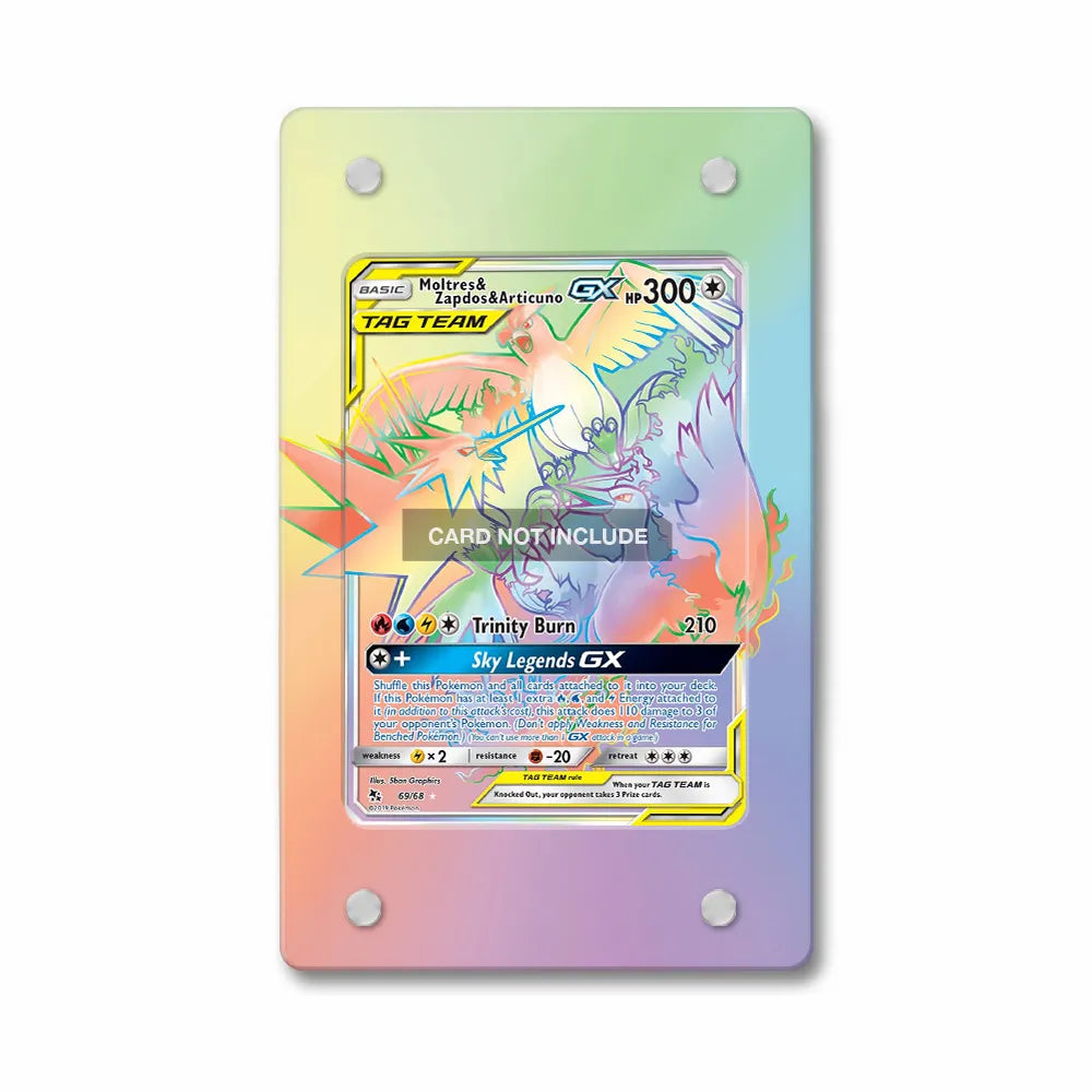 Moltres & Zapdos & Articuno GX 0069-68 Tag Team GX Rainbow Extended Art Display Cases - Magnetic Case - Front View