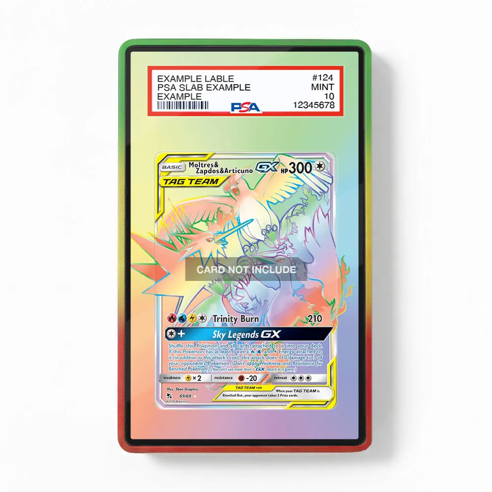 Moltres & Zapdos & Articuno GX 0069-68 Tag Team GX Rainbow Extended Art Display Cases - PSA Slab Case - Front View