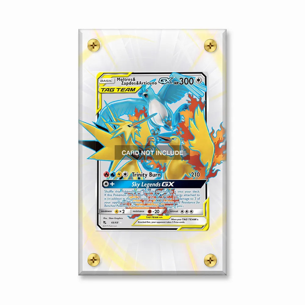 Moltres & Zapdos & Articuno GX 66-68 Extended Art Display Cases - Screws Case - Front View