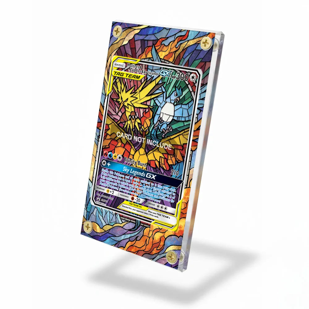 Moltres Zapdos Articuno GX SM210 Promo Extended Art Display Cases - Screws Case - Side View