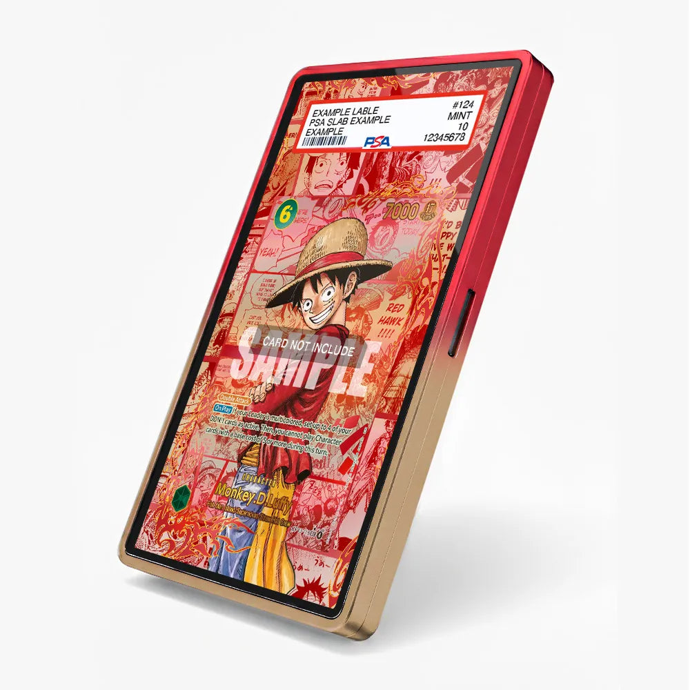 Monkey D. Luffy OP13-118 Red Manga OP13-Carrying On His Will Extended Art Display Cases - PSA Slab Case - Side View