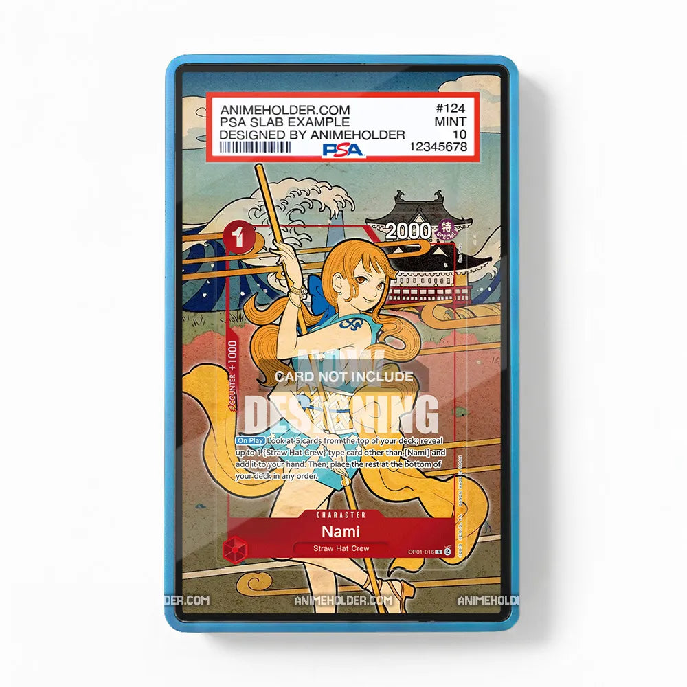 Nami OP01-016 Romance Dawn One Piece Cards Custom Art Display Cases - PSA Slab Case - Front View