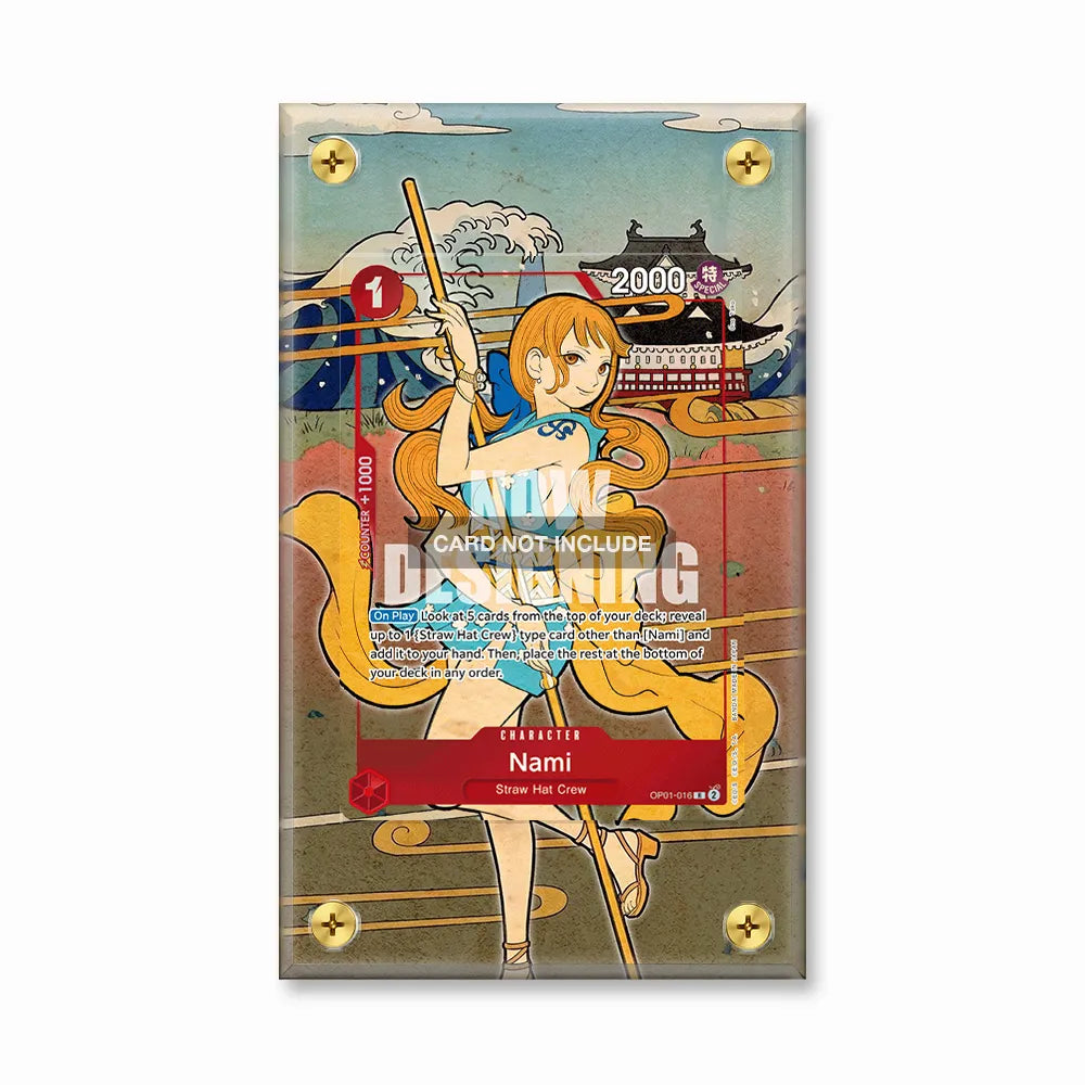 Nami OP01-016 Romance Dawn One Piece Cards Custom Art Display Cases - Screws Case - Front View