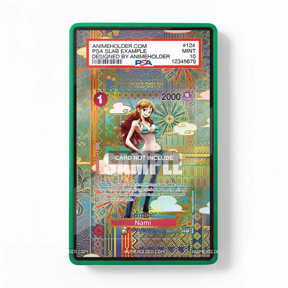 Nami SP OP01-016 One Piece Card Game One Piece Cards Custom Art Display Cases - PSA Slab Case - Front View