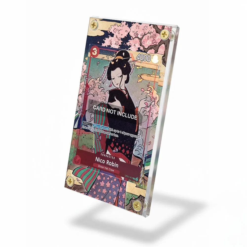 Nico Robin OP01-017 R Parallel Romance Dawn One Piece Cards Custom Art Display Cases - Screws Case - Side View