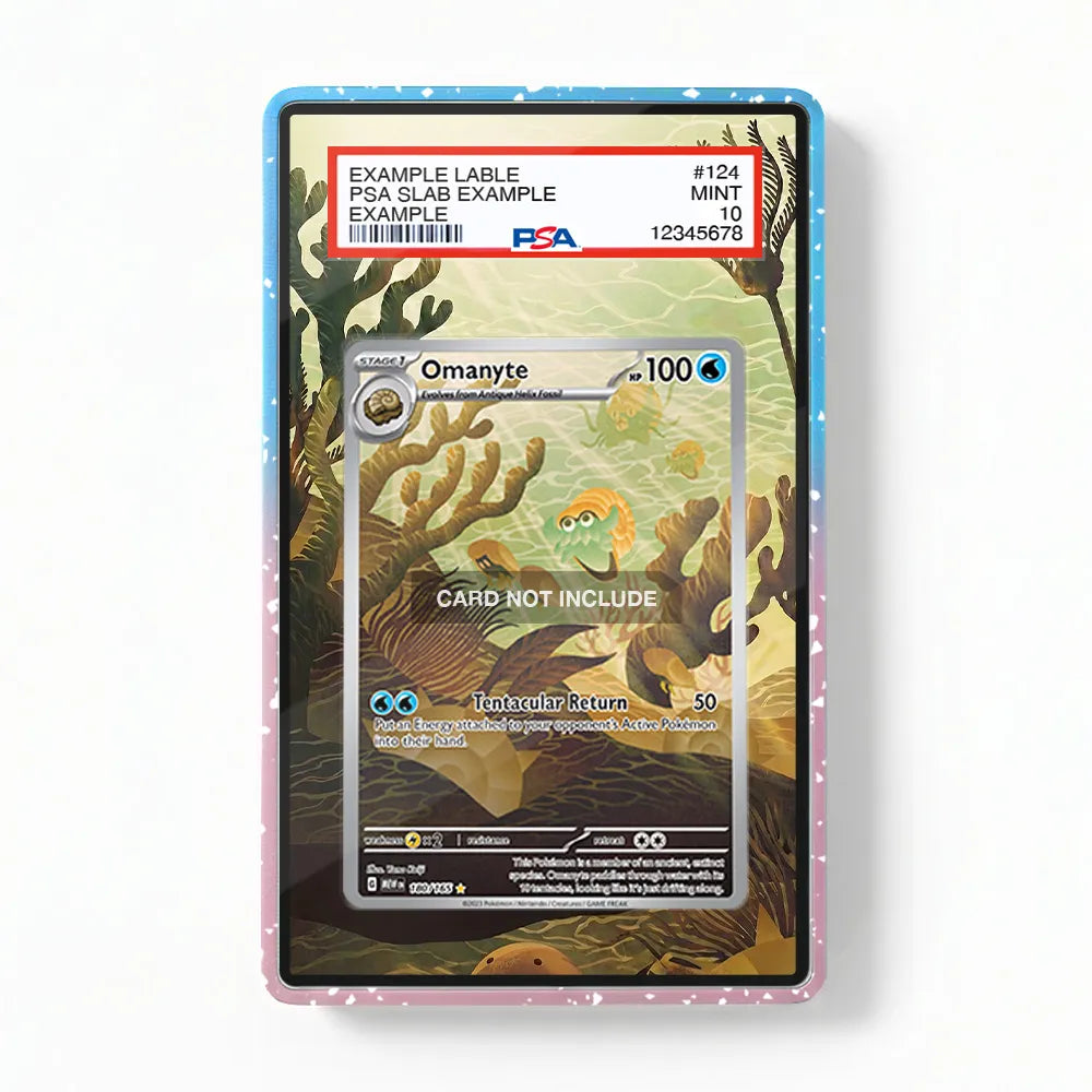 Omanyte 180-165 IR AR Pokemon 151 Extended Art Display Cases - PSA Slab Case - Front View