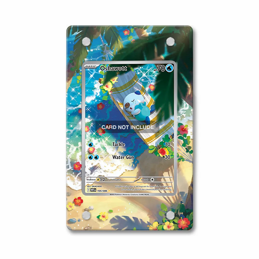 Oshawott 185-086 IR AR White Flare Extended Art Display Cases - PSA Slab Case - Front View