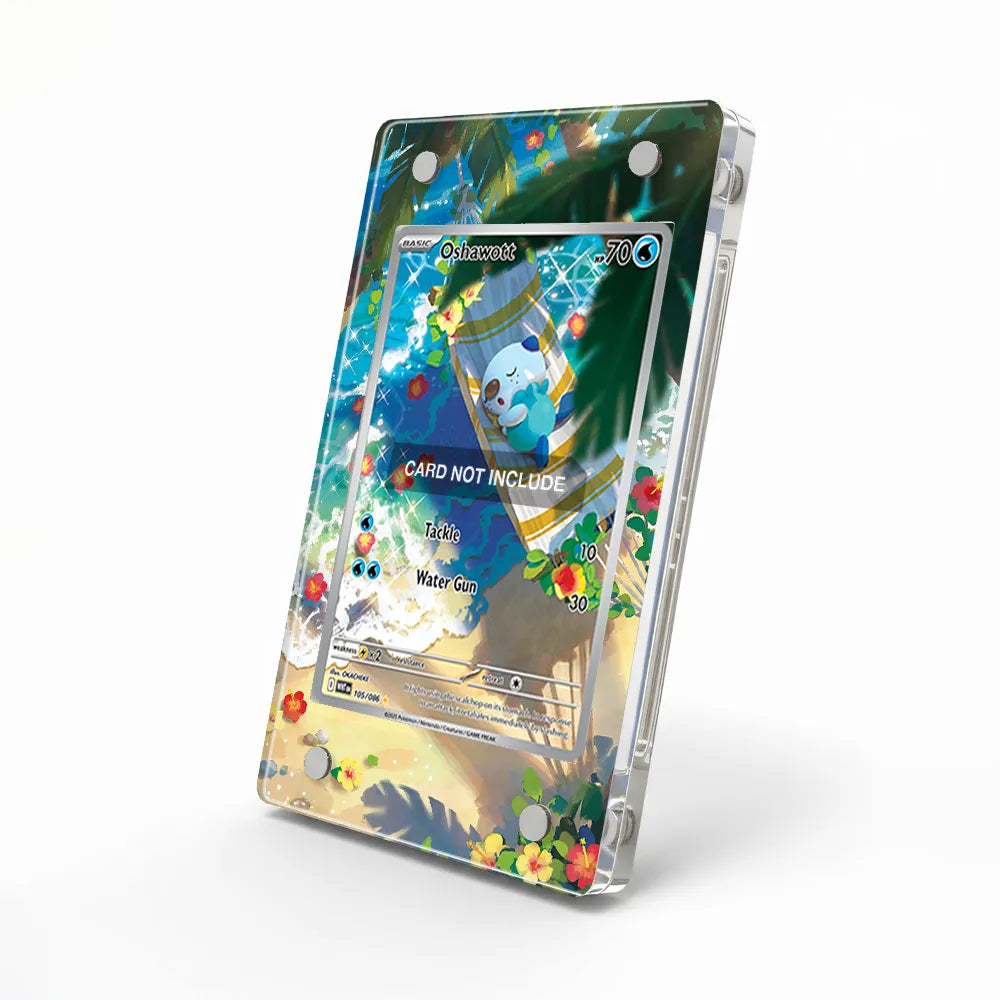 Oshawott 185-086 IR AR White Flare Extended Art Display Cases - Magnetic Case - Side View
