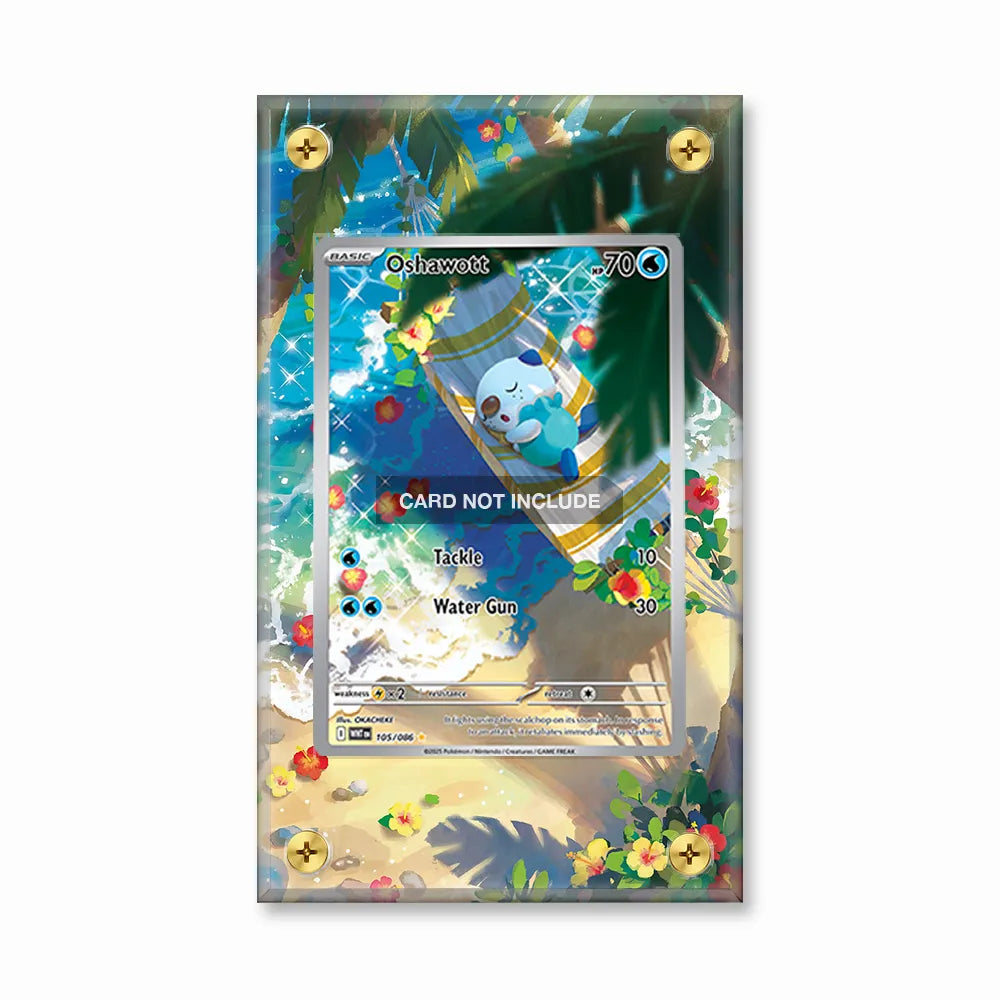 Oshawott 185-086 IR AR White Flare Extended Art Display Cases - Screws Case - Front View