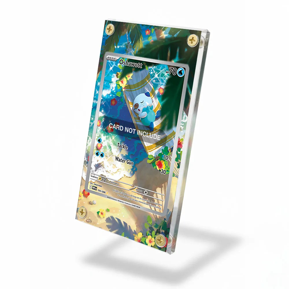 Oshawott 185-086 IR AR White Flare Extended Art Display Cases - Screws Case - Side View