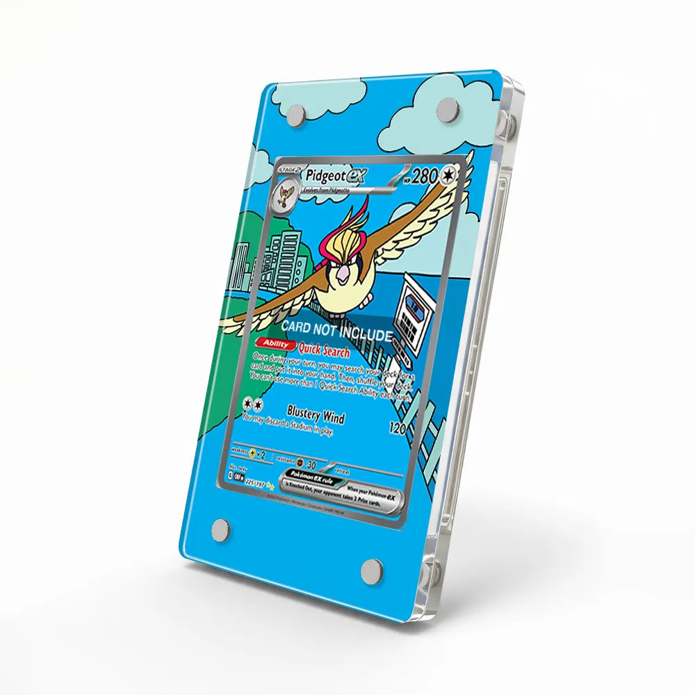 Pidgeot ex 225-197 SIR SAR Obsidian Flames Extended Art Display Cases - Magnetic Case - Side View